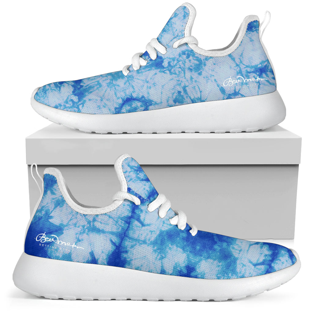 Blue Tie Dye Mesh Knit Sneakers