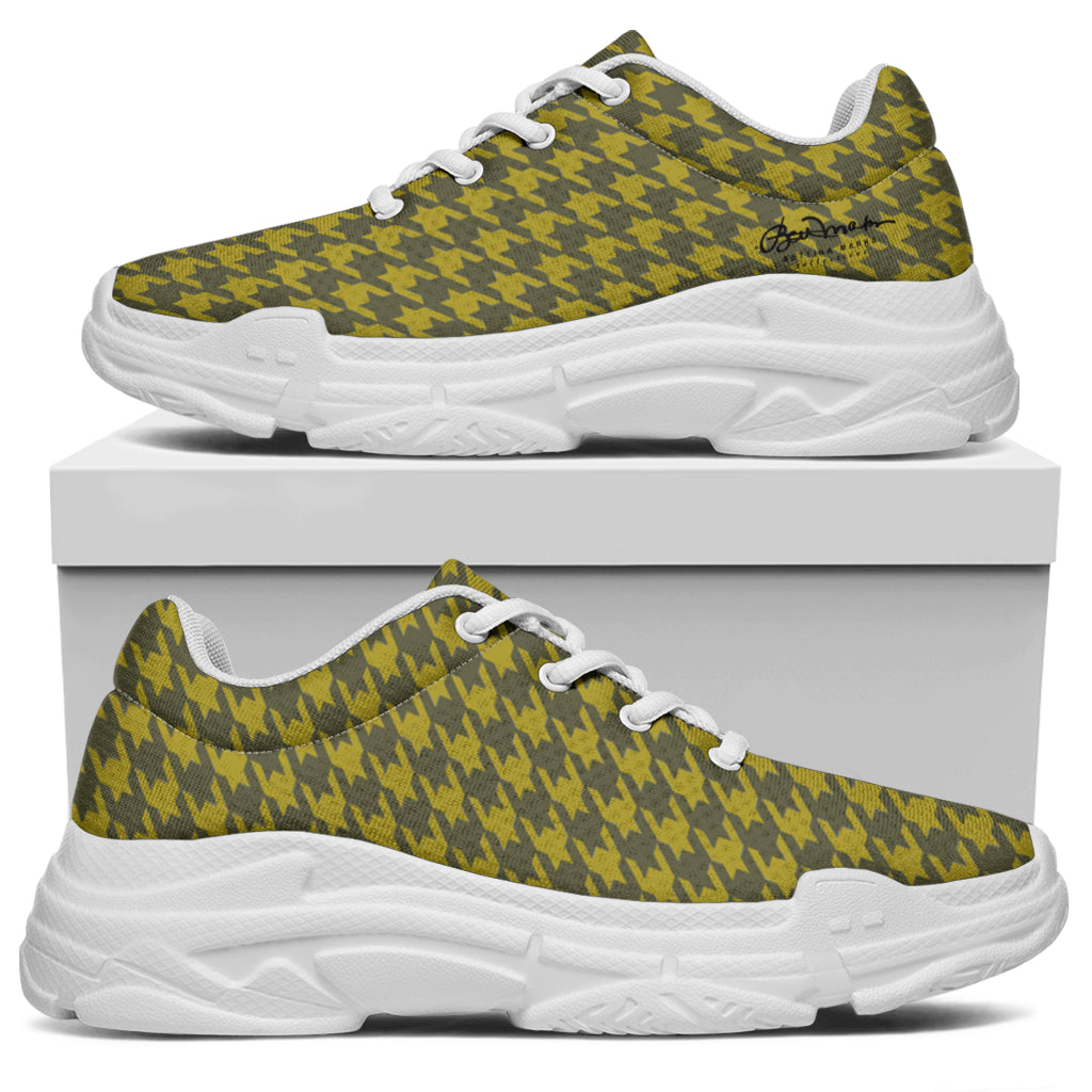 Olive Houndstooth Chunky Sneakers