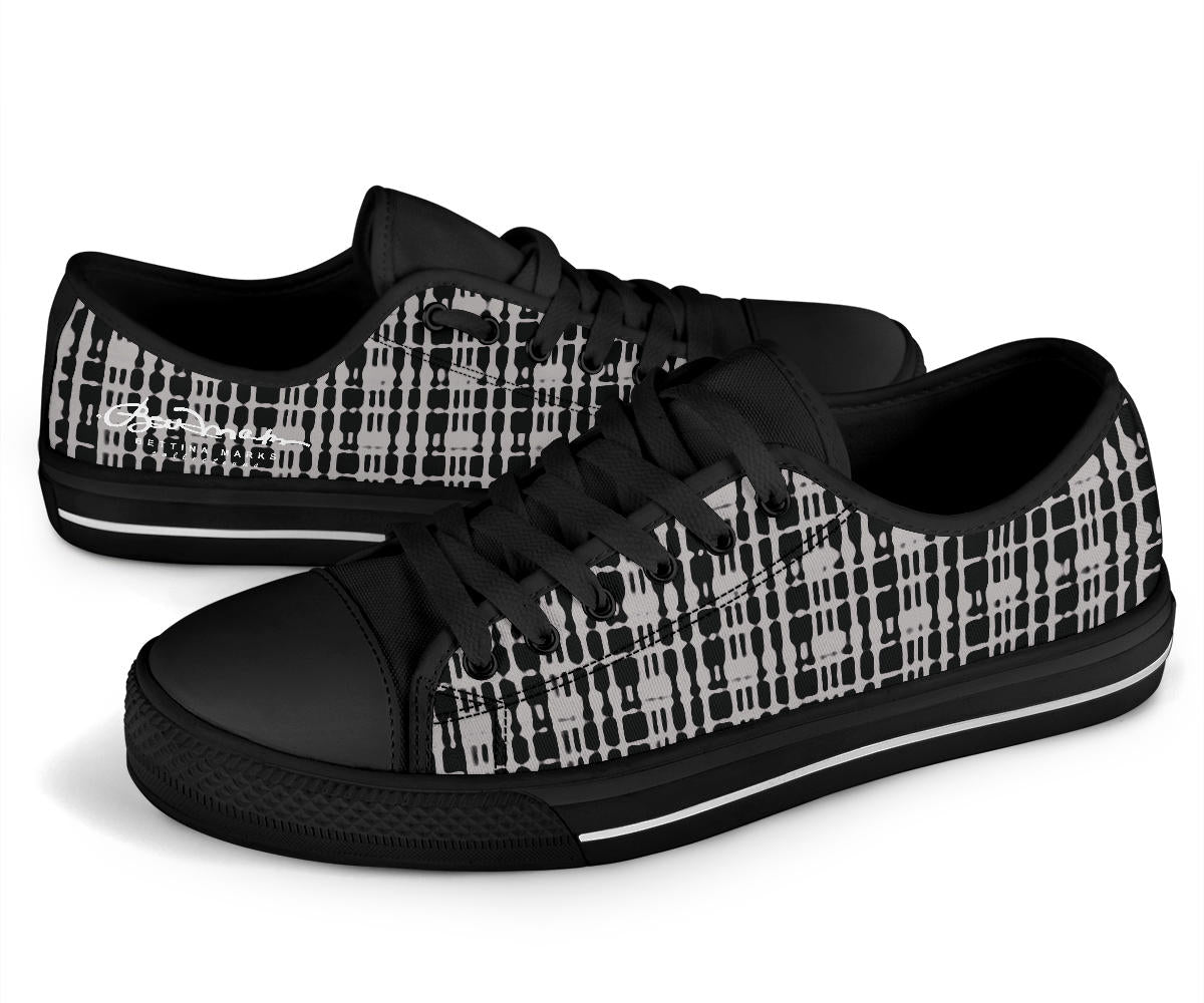 Grey Tight Plaid Low Top Sneakers