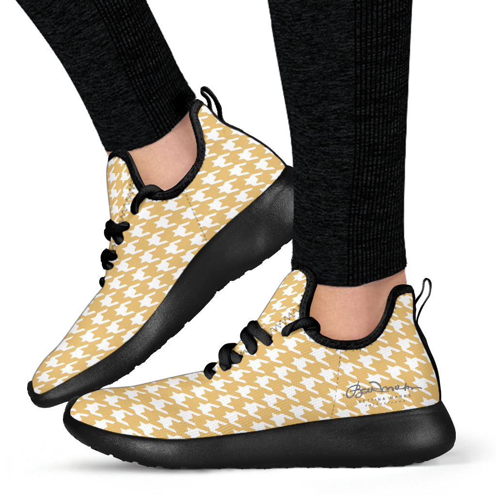 Banana Houndstooth Mesh Knit Sneakers