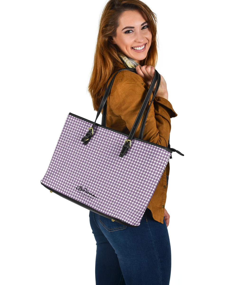 Lilac Houndstooth Large Tote Bag