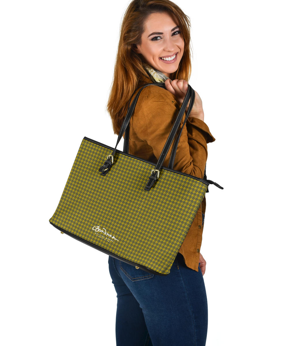 Olive Houndstooth Large Tote Bag