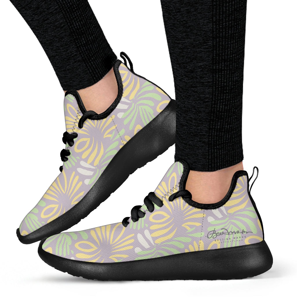 Faux Floral Mesh Knit Sneakers