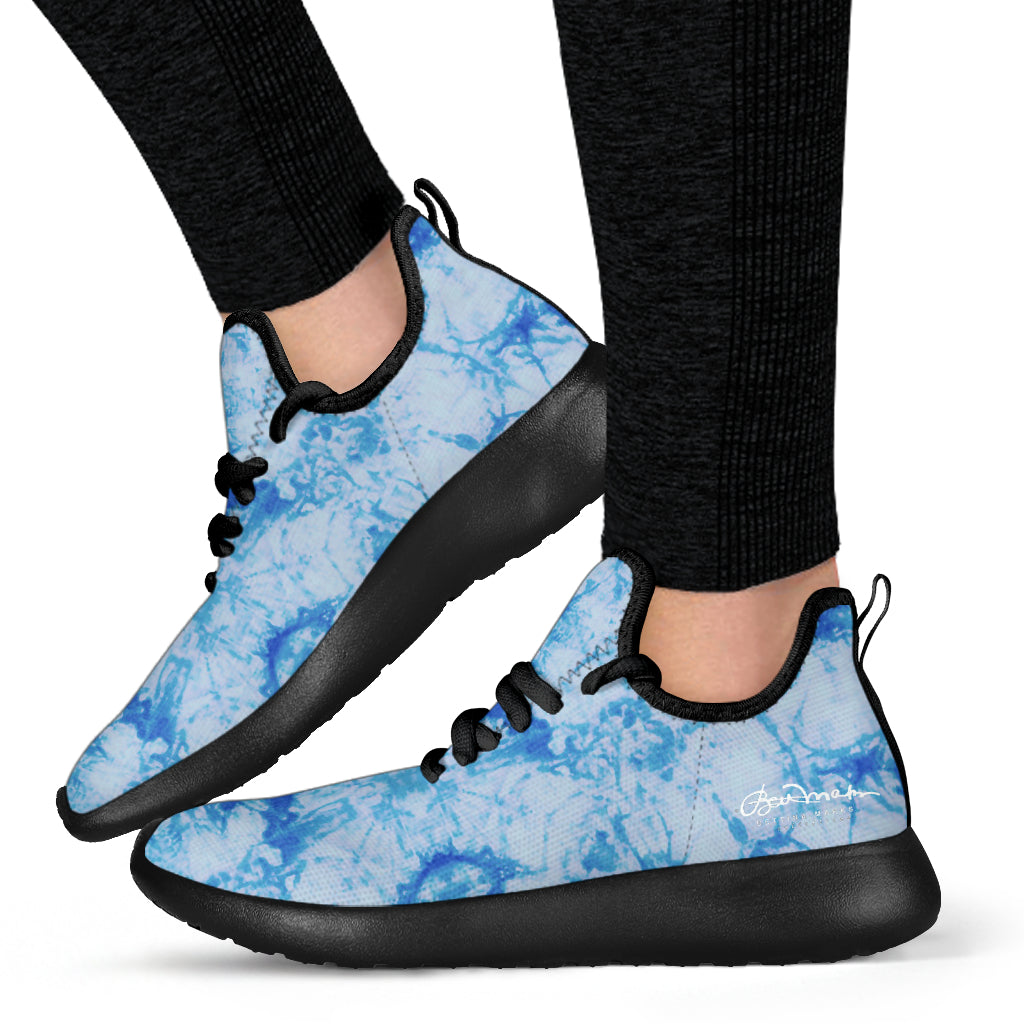 Blue Tie Dye Mesh Knit Sneakers