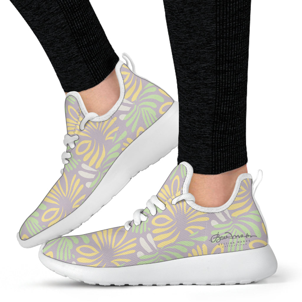 Faux Floral Mesh Knit Sneakers