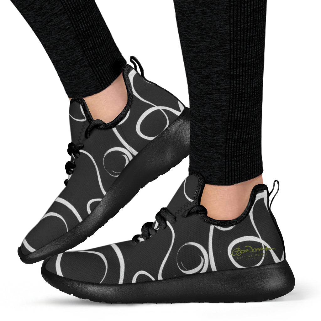 B&W Squiggles Mesh Knit Sneakers