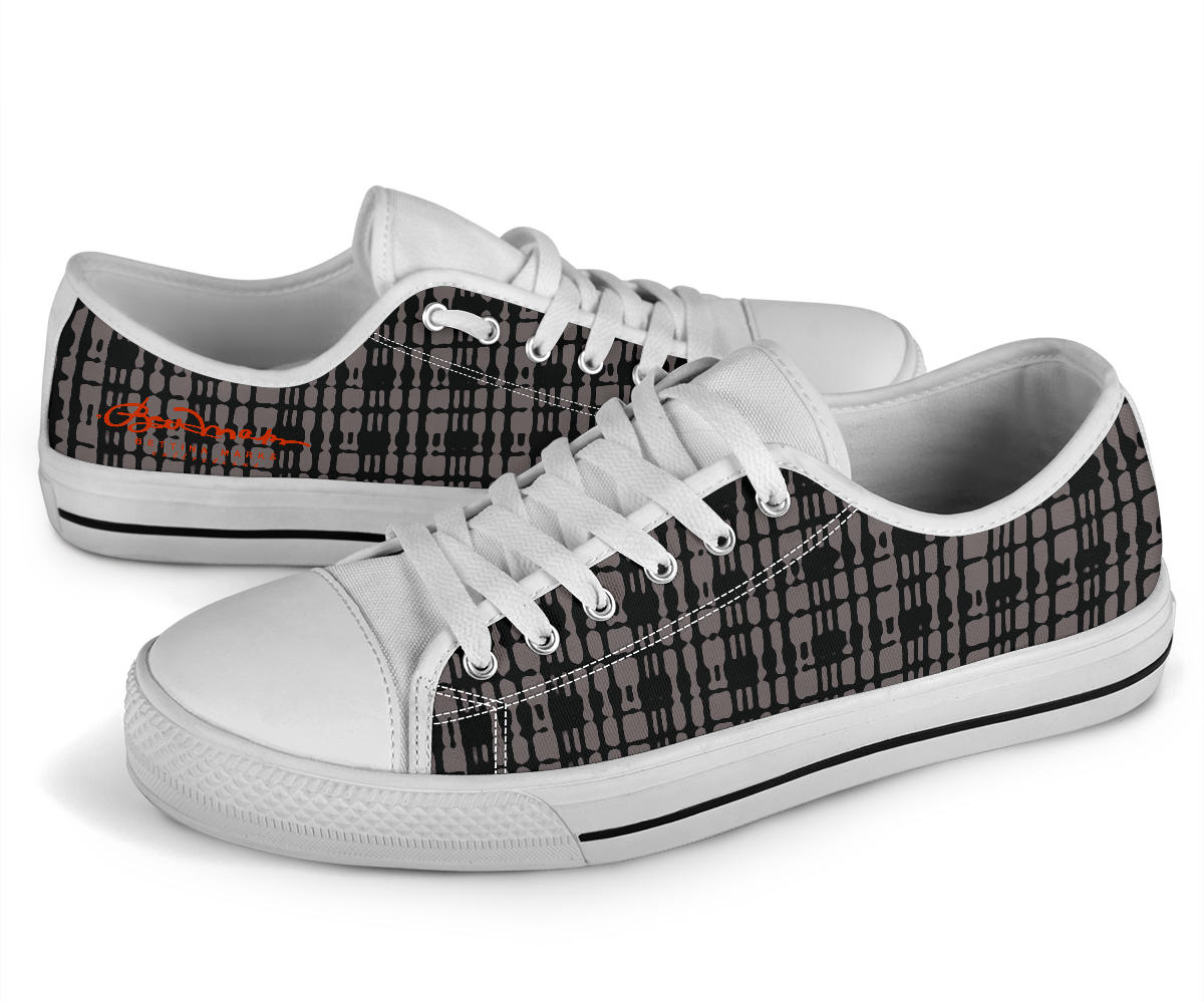 Black Tight Plaid Low Top Sneakers