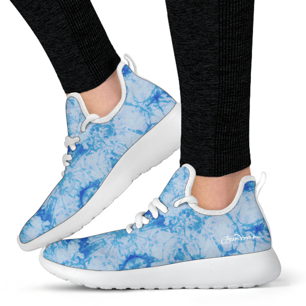 Blue Tie Dye Mesh Knit Sneakers