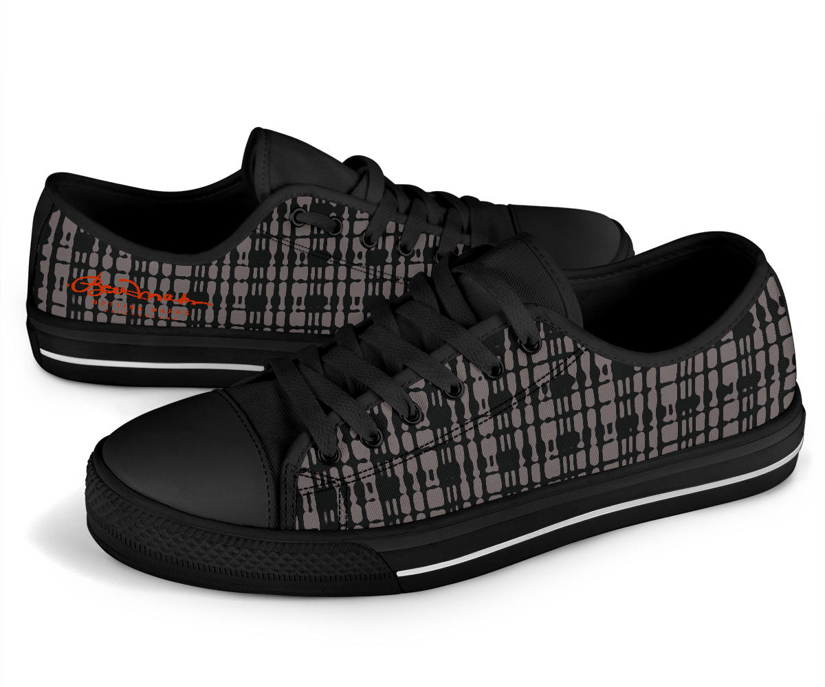 Black Tight Plaid Low Top Sneakers