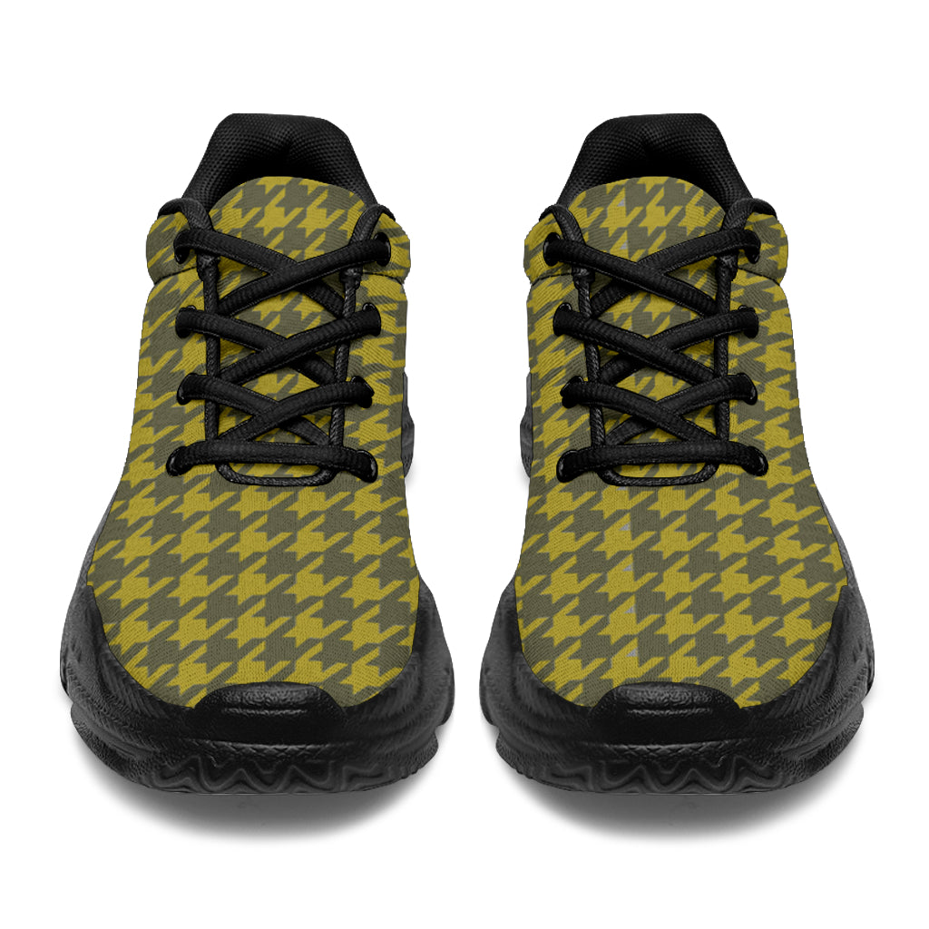 Olive Houndstooth Chunky Sneakers