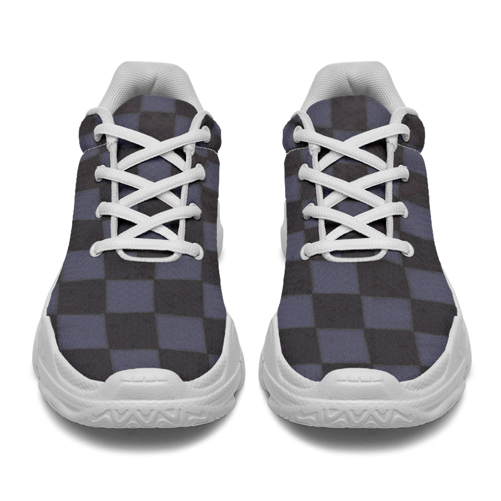 Slate Checkerboard Chunky Sneakers