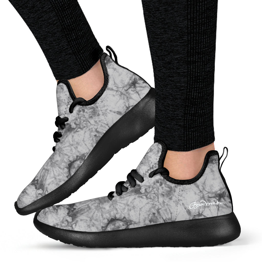 Grey Tie Dye Mesh Knit Sneakers