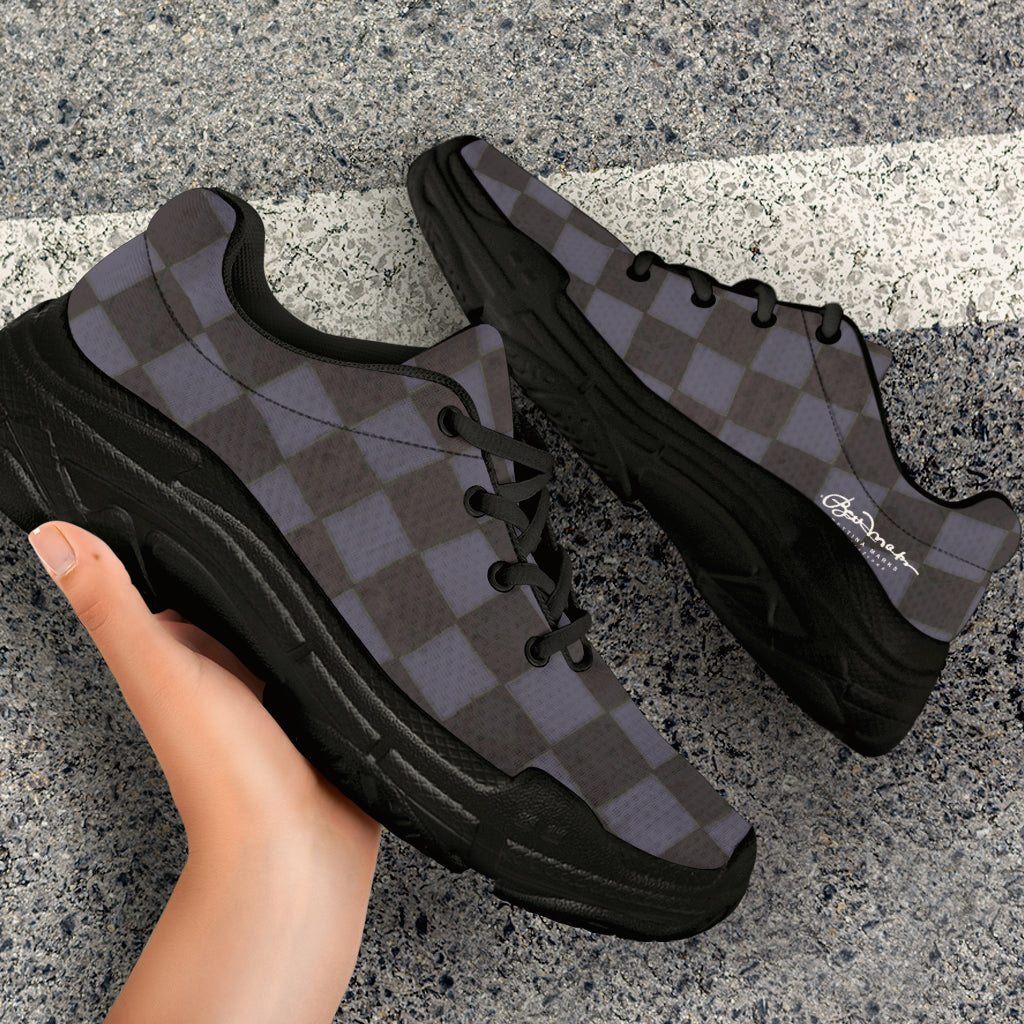 Slate Checkerboard Chunky Sneakers