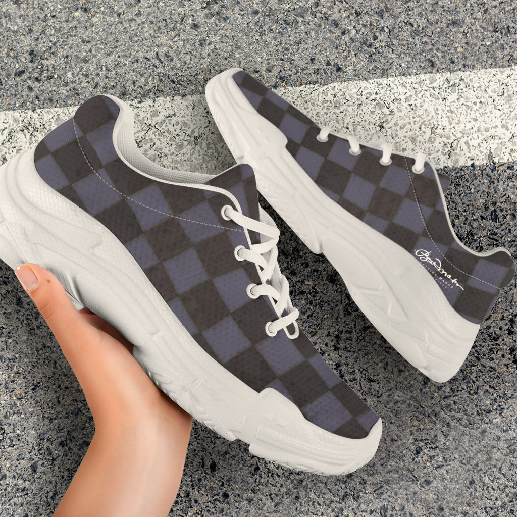 Slate Checkerboard Chunky Sneakers