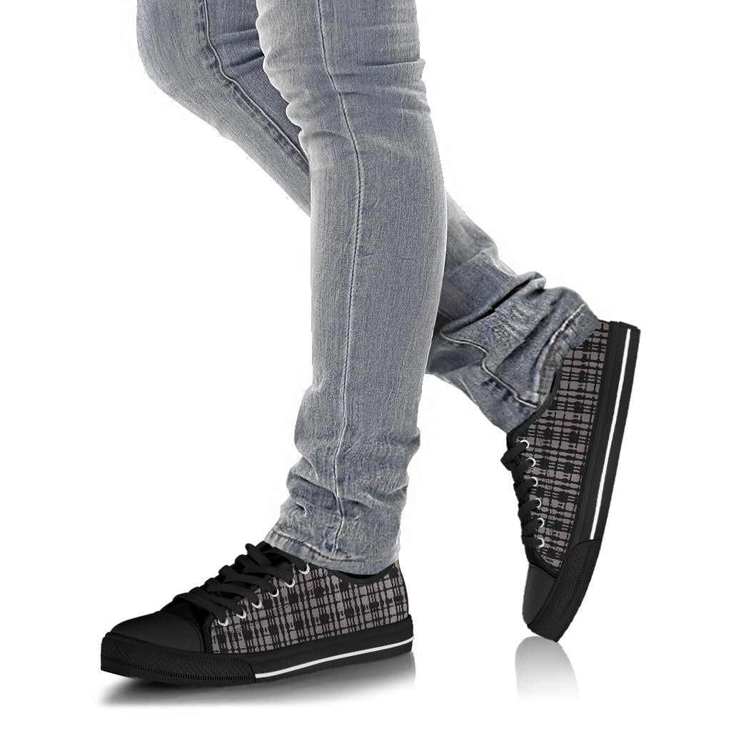 Black Tight Plaid Low Top Sneakers