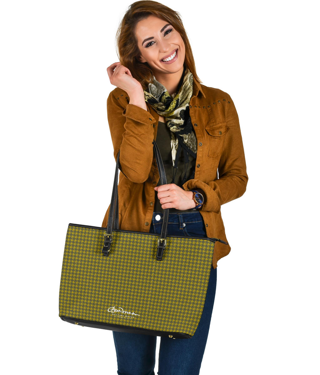 Olive Houndstooth Large Tote Bag