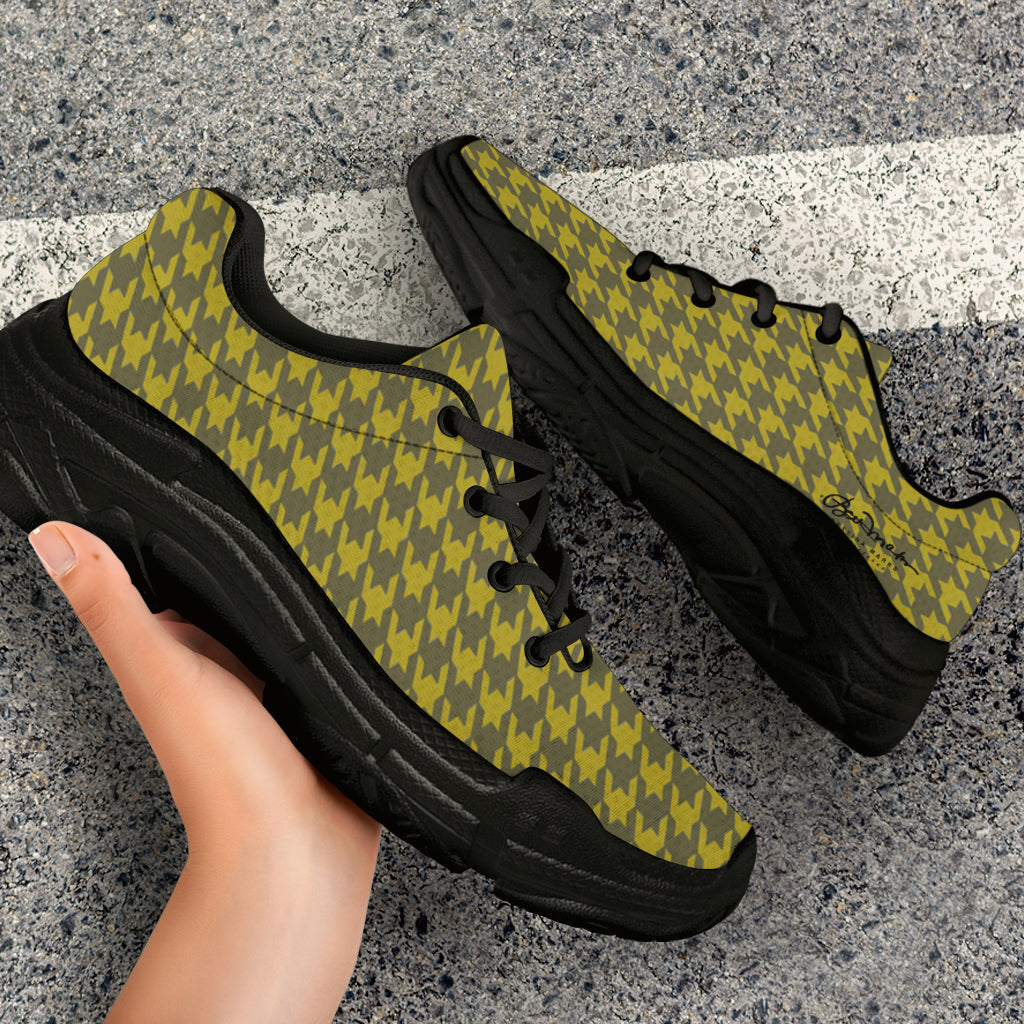 Olive Houndstooth Chunky Sneakers