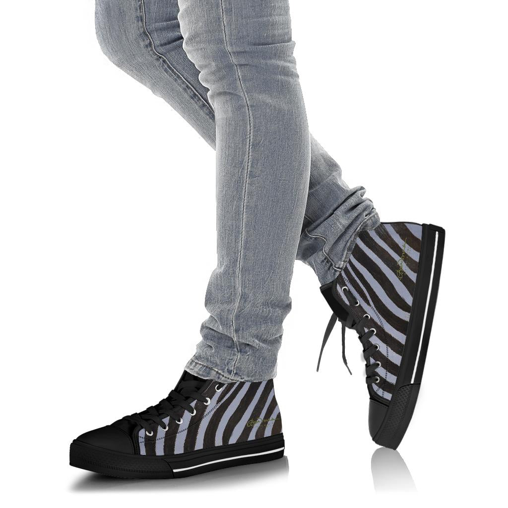 Grey Zebra High Top Sneakers