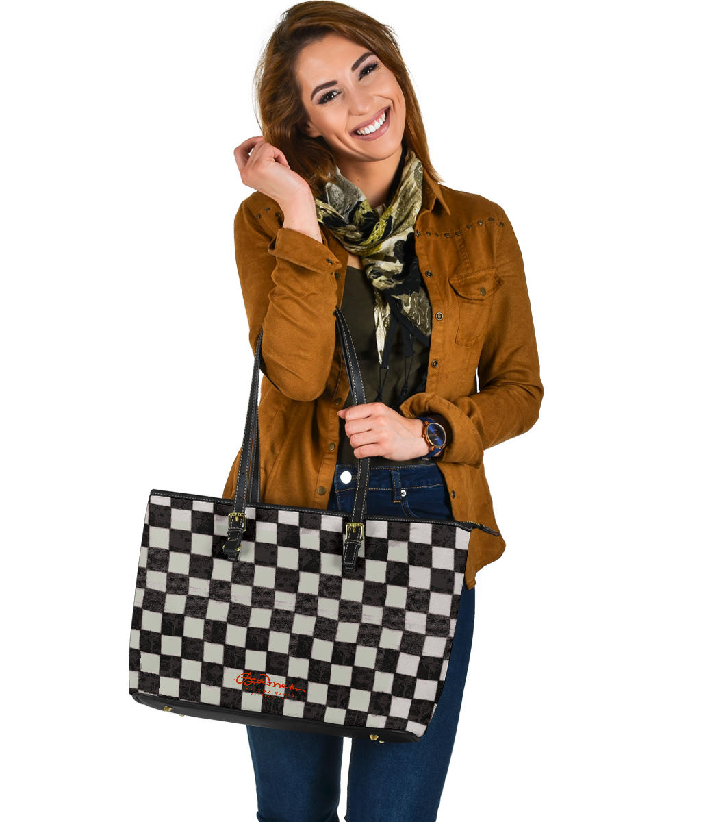 B&W Checkerboard Large Tote Bag