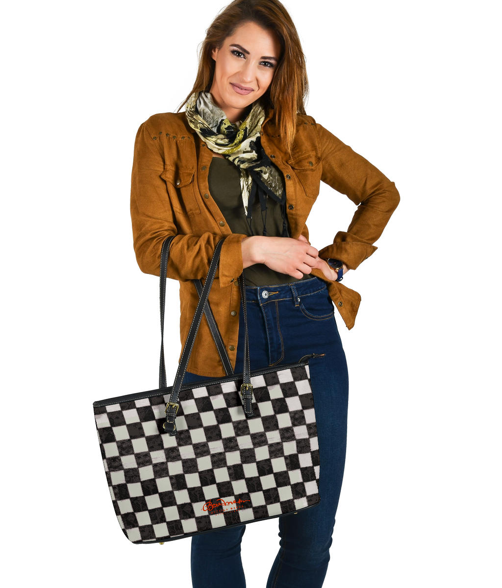 B&W Checkerboard Large Tote Bag