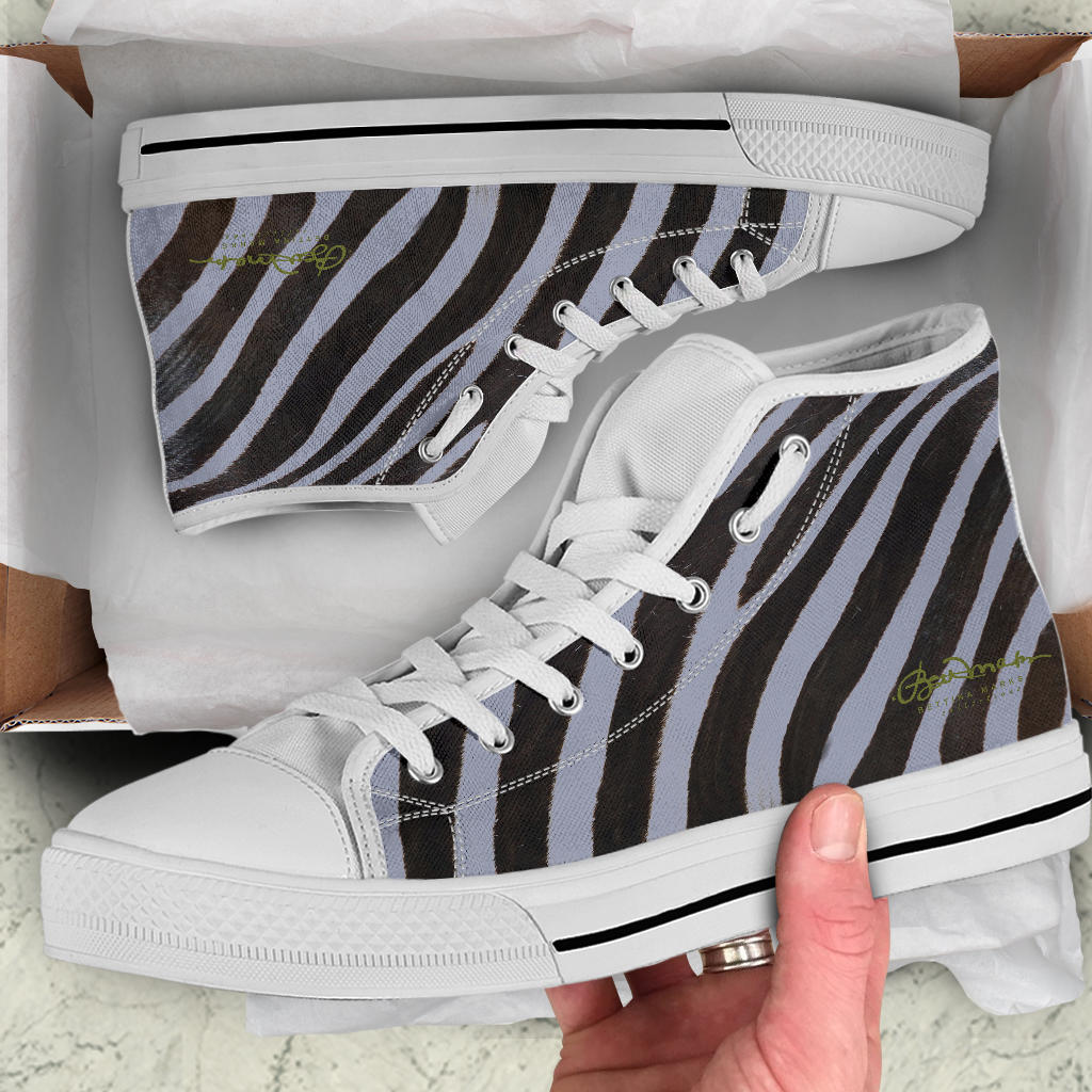 Grey Zebra High Top Sneakers