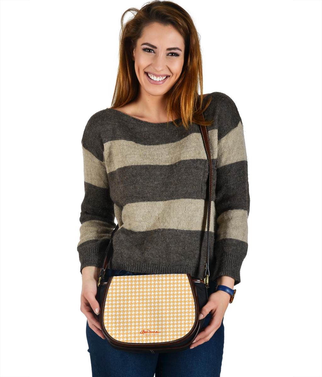 Banana Houndstooth Saddle Shoulder Bag