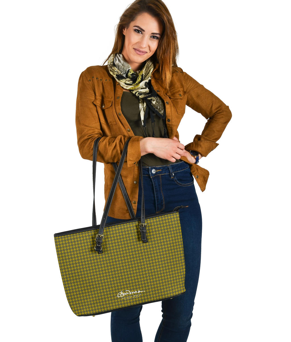 Olive Houndstooth Large Tote Bag