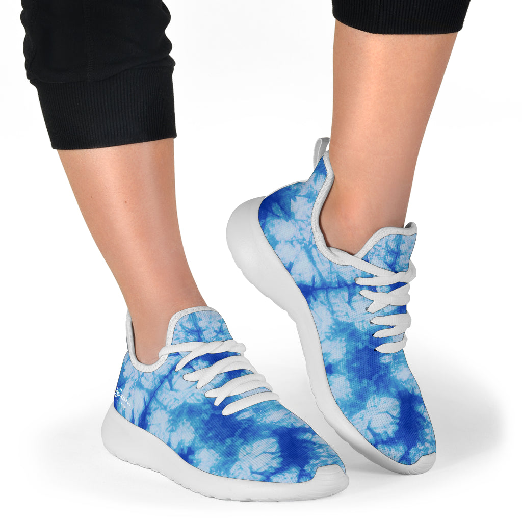 Blue Tie Dye Mesh Knit Sneakers