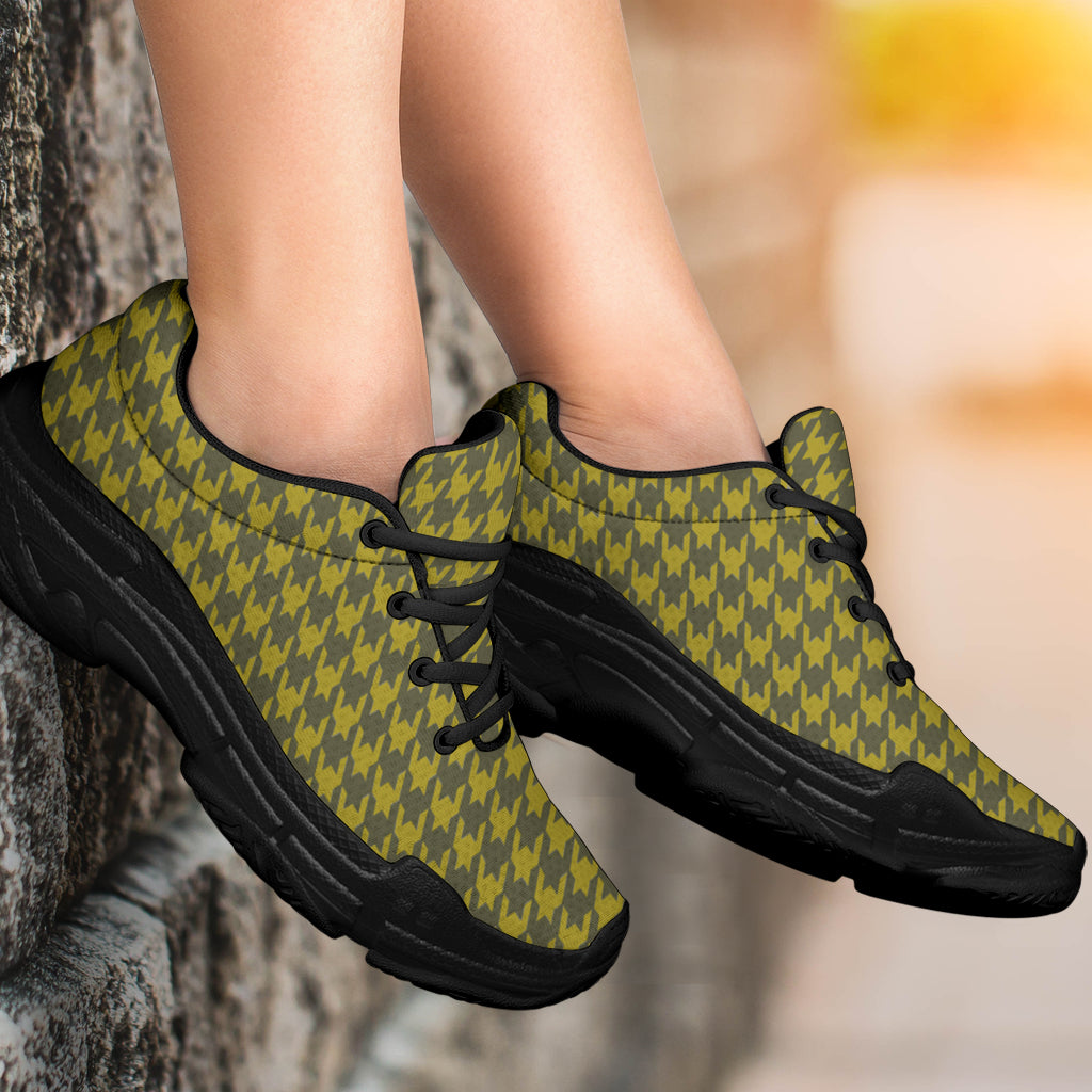 Olive Houndstooth Chunky Sneakers