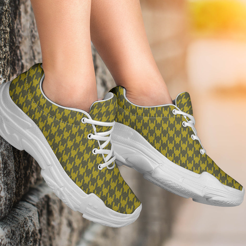 Olive Houndstooth Chunky Sneakers
