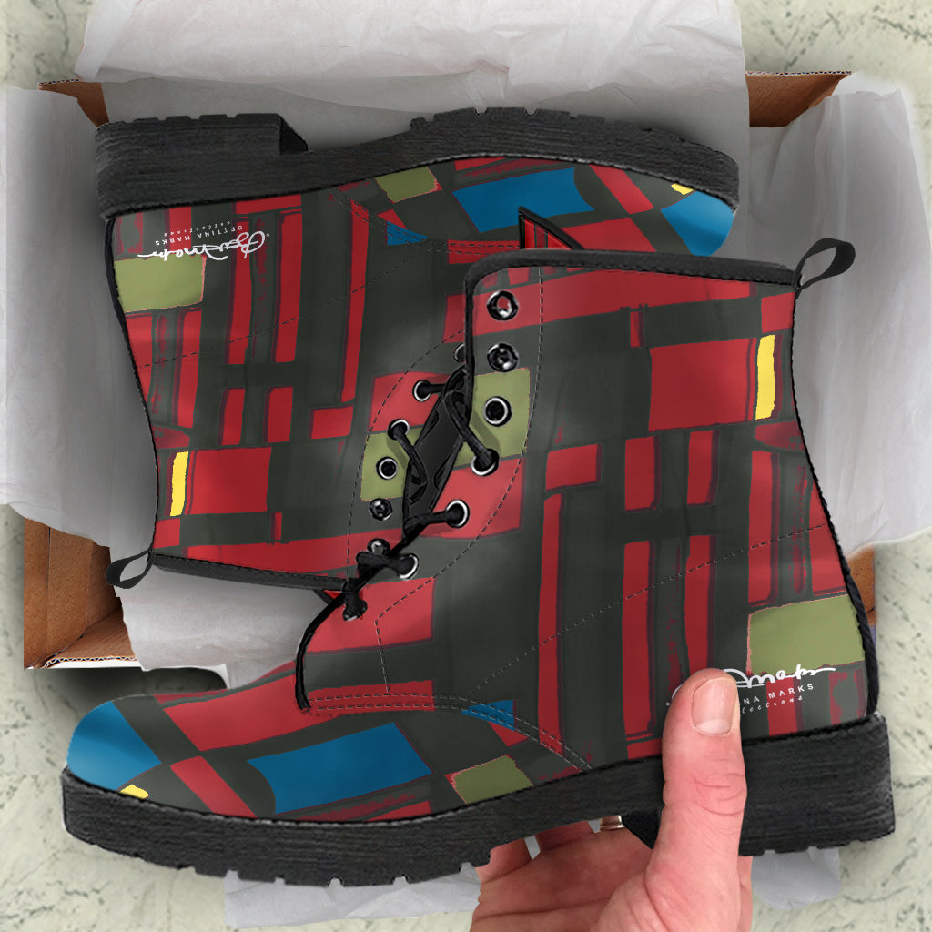 Spirited Geo Leather Boots (Vegan)