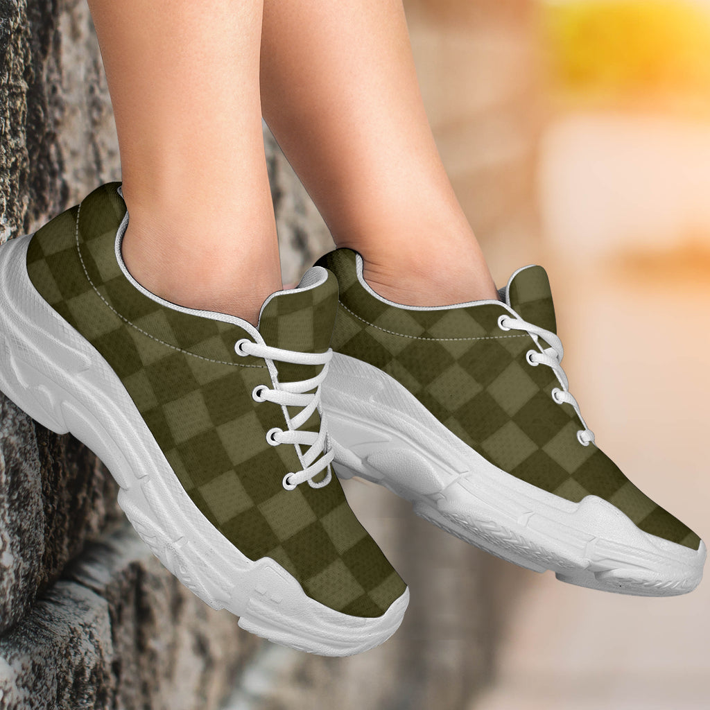 Khaki Checkerboard Athletic Sneakers