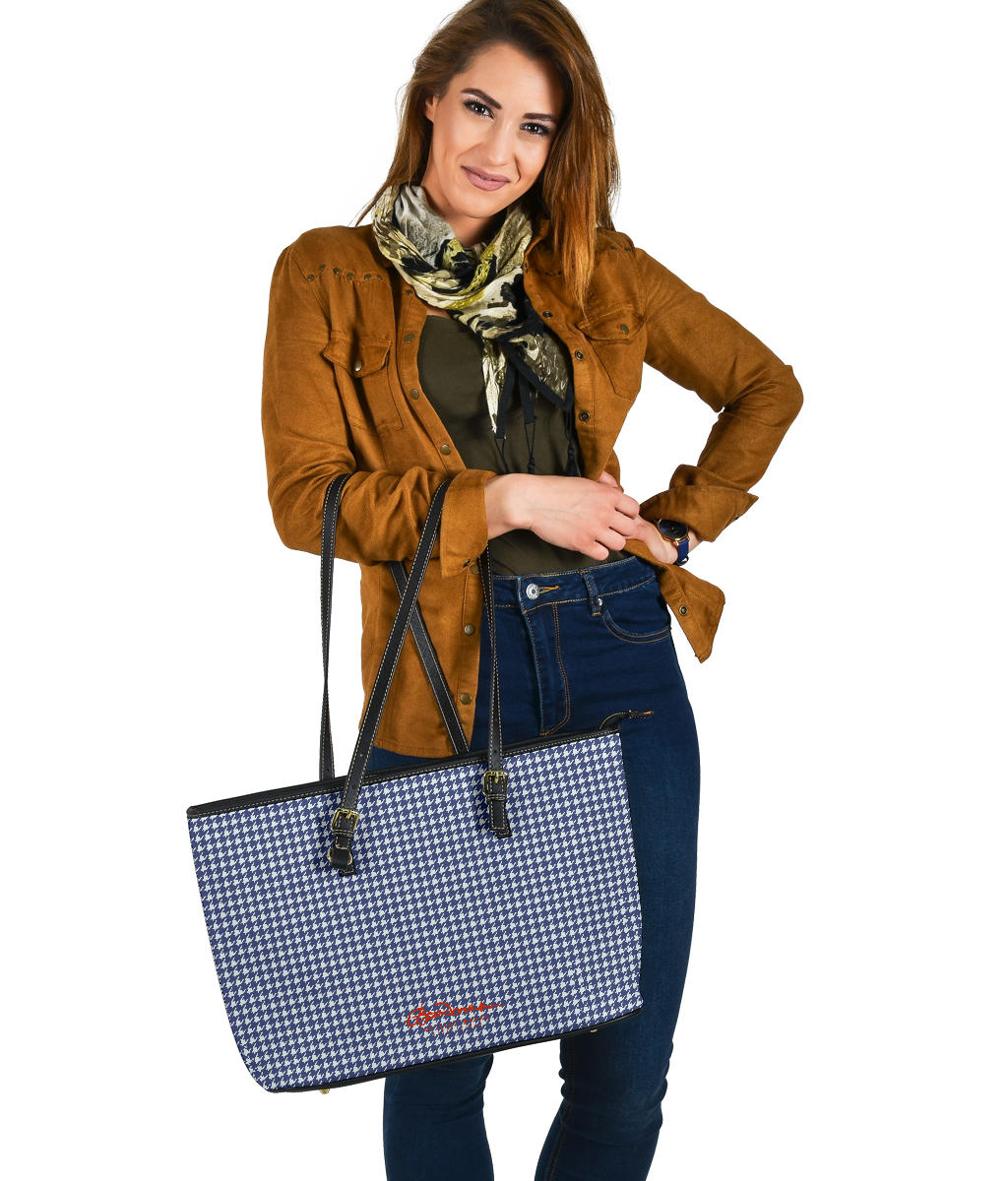 Navy Blue Houndstooth Large Tote Bag