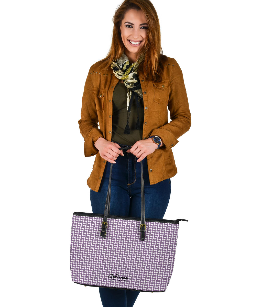 Lilac Houndstooth Large Tote Bag