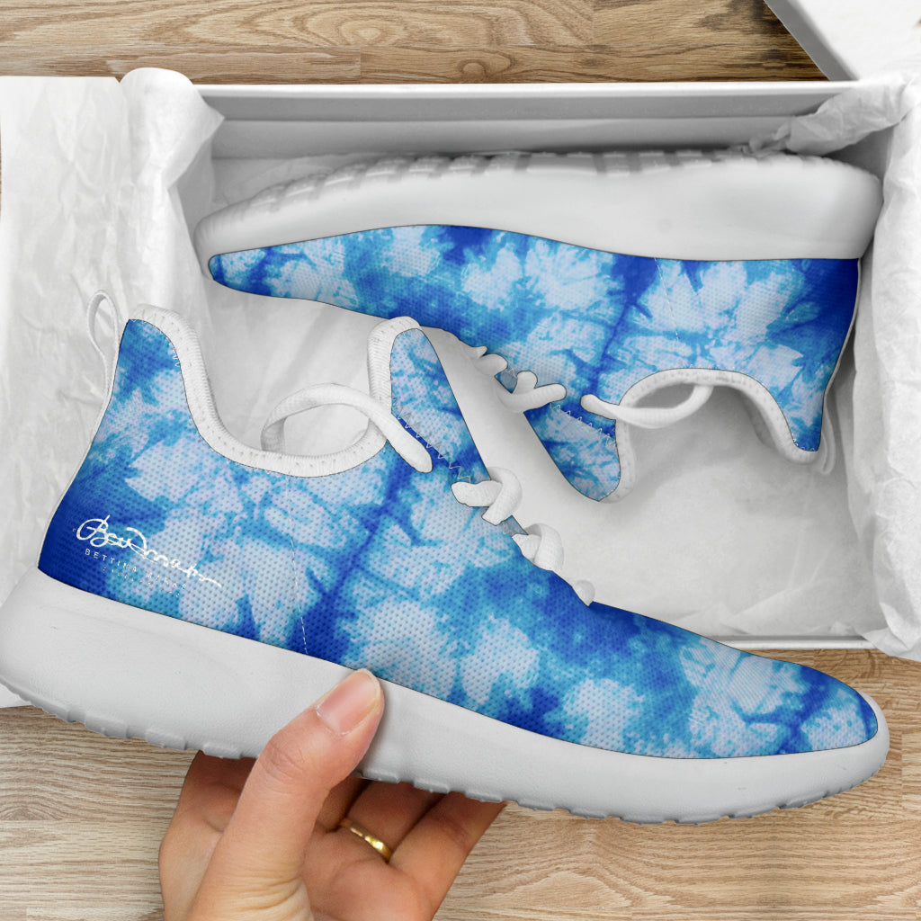 Blue Tie Dye Mesh Knit Sneakers