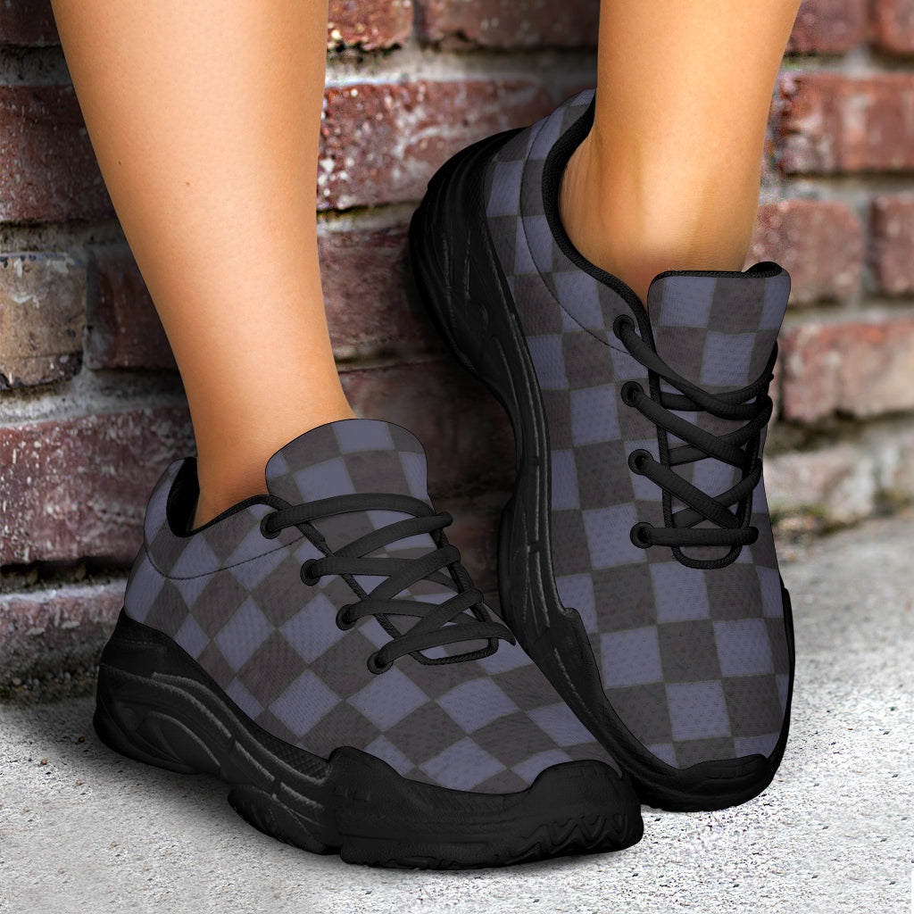 Slate Checkerboard Chunky Sneakers