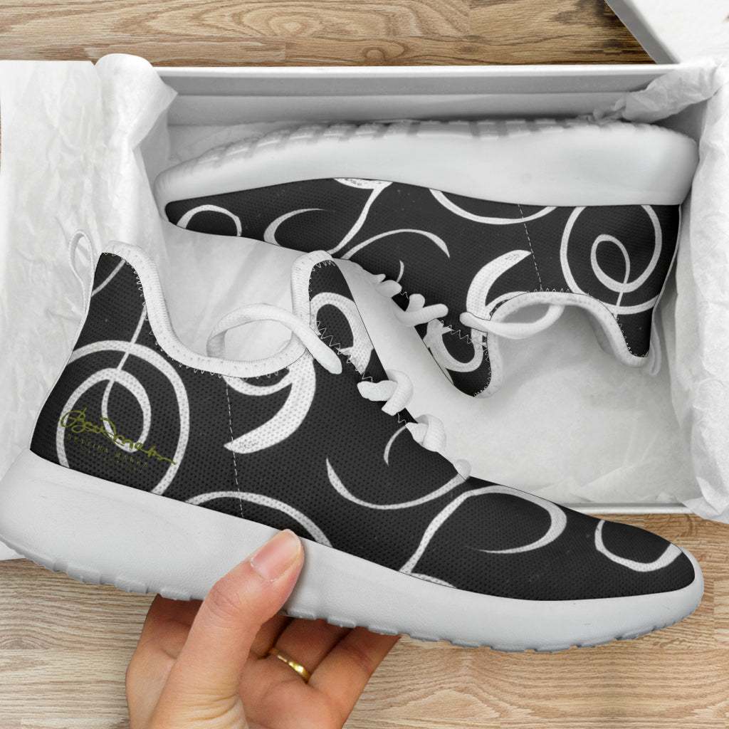 B&W Squiggles Mesh Knit Sneakers