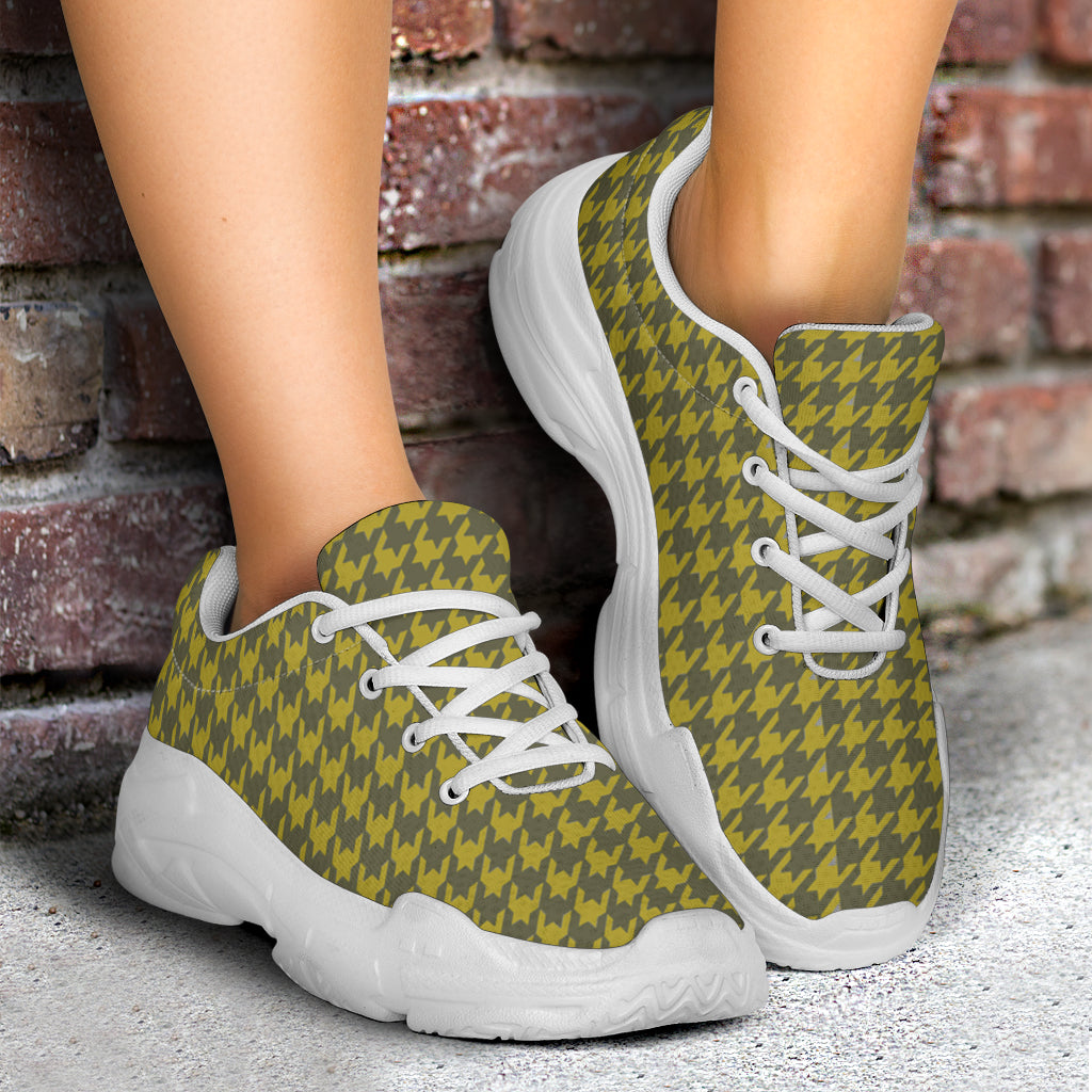 Olive Houndstooth Chunky Sneakers