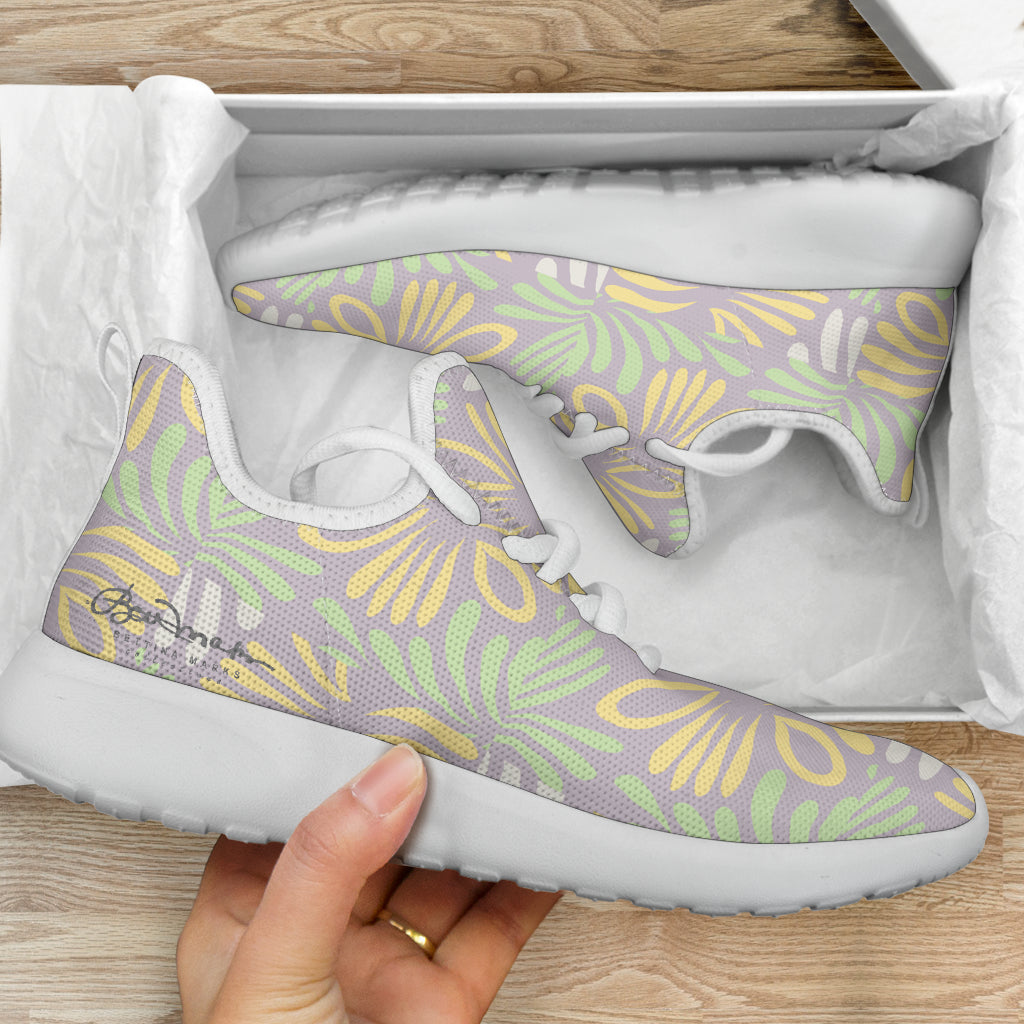 Faux Floral Mesh Knit Sneakers