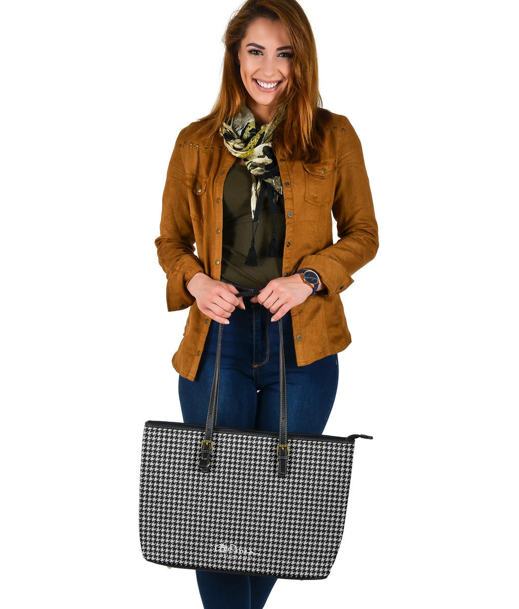 B&W Houndstooth Large Tote Bag