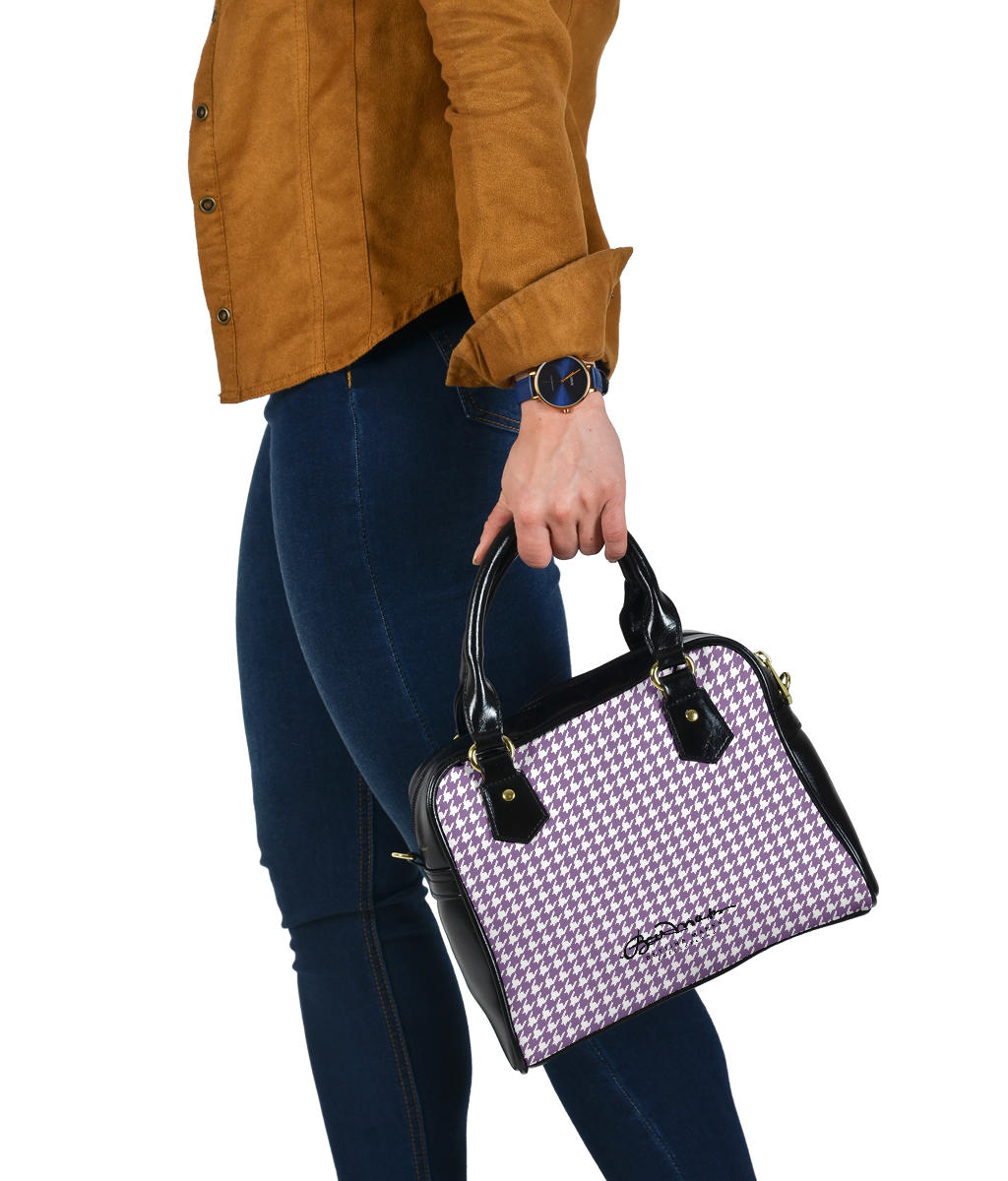 Lilac Houndstooth Hand Bag w Shoulder Strap