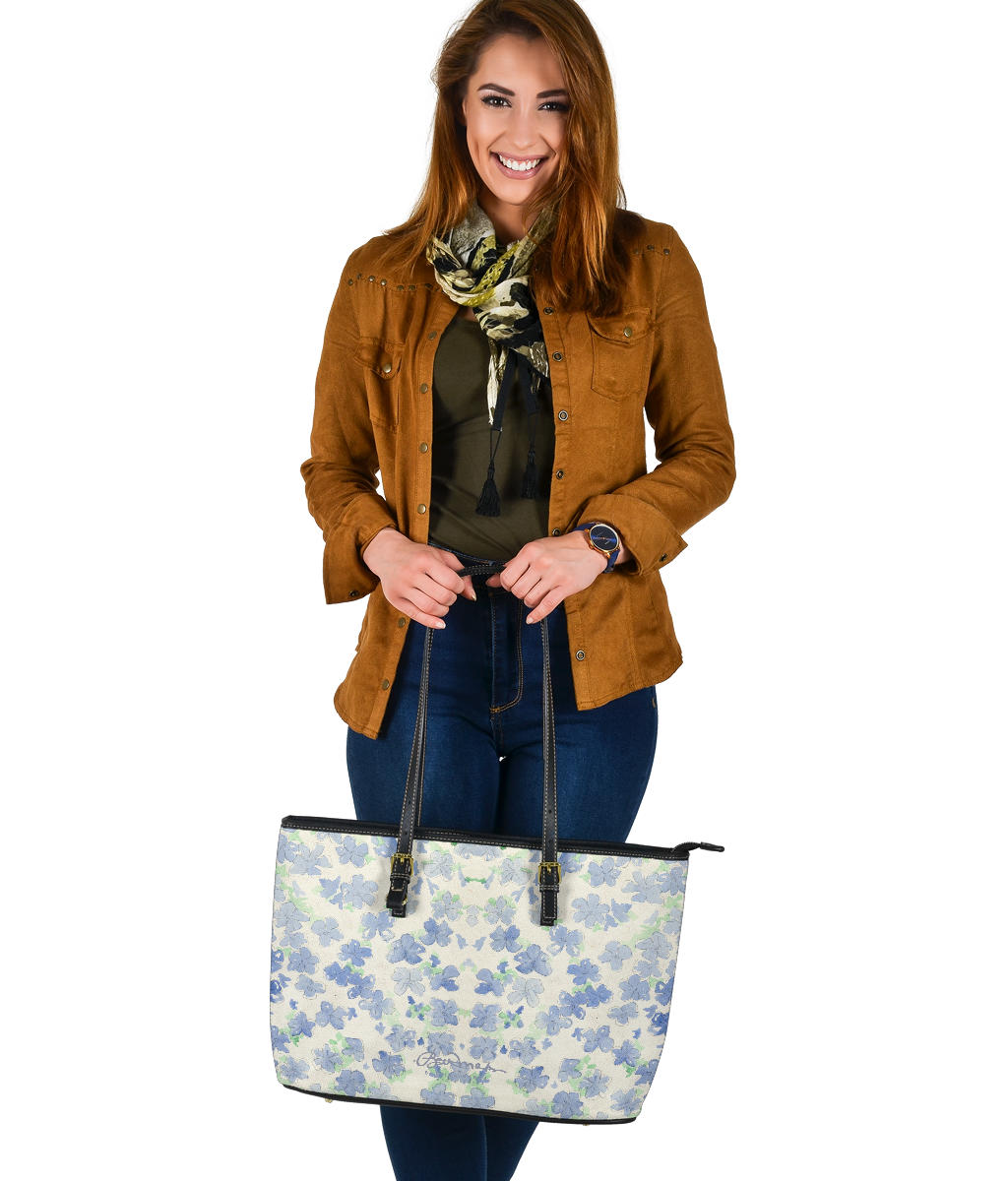 Blu&White Watercolor Floral Large Tote Bag