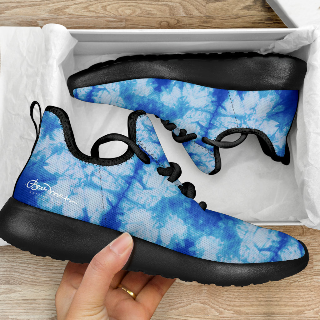 Blue Tie Dye Mesh Knit Sneakers