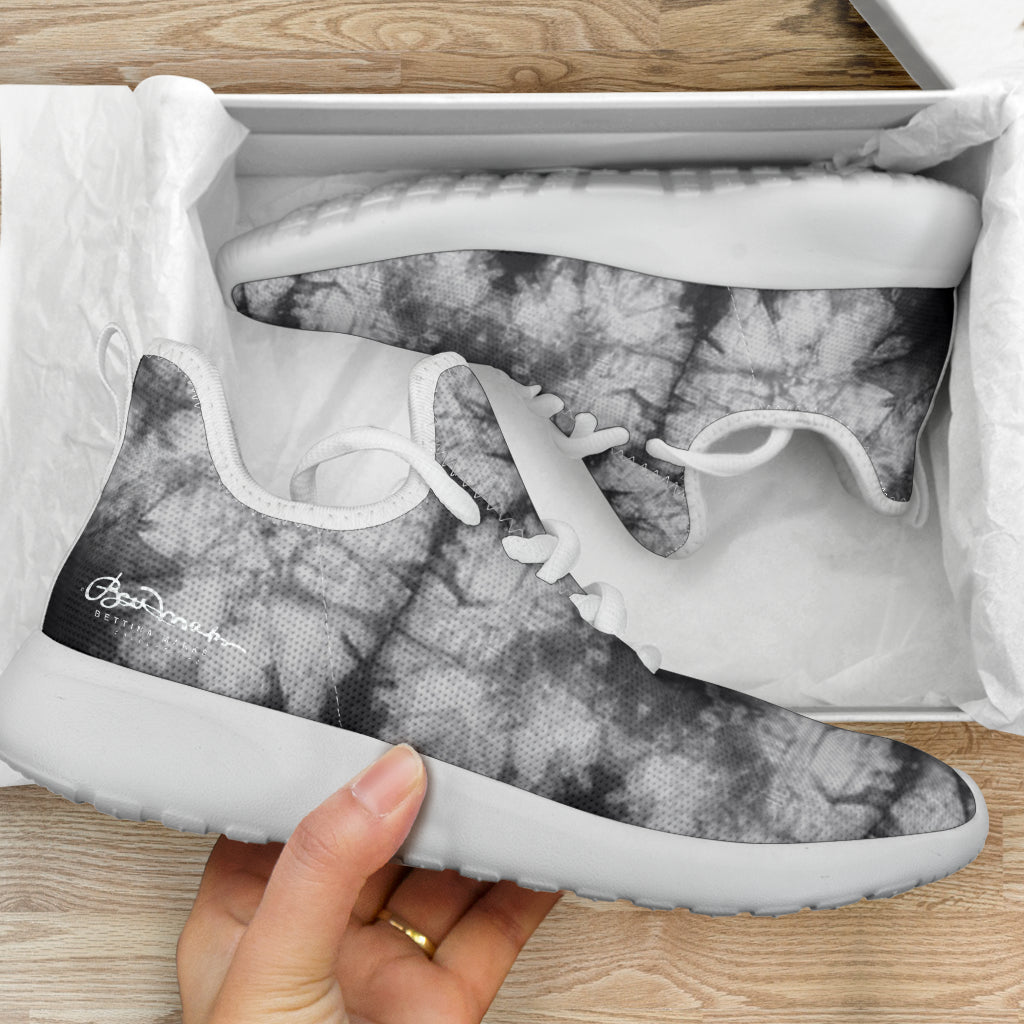 Grey Tie Dye Mesh Knit Sneakers