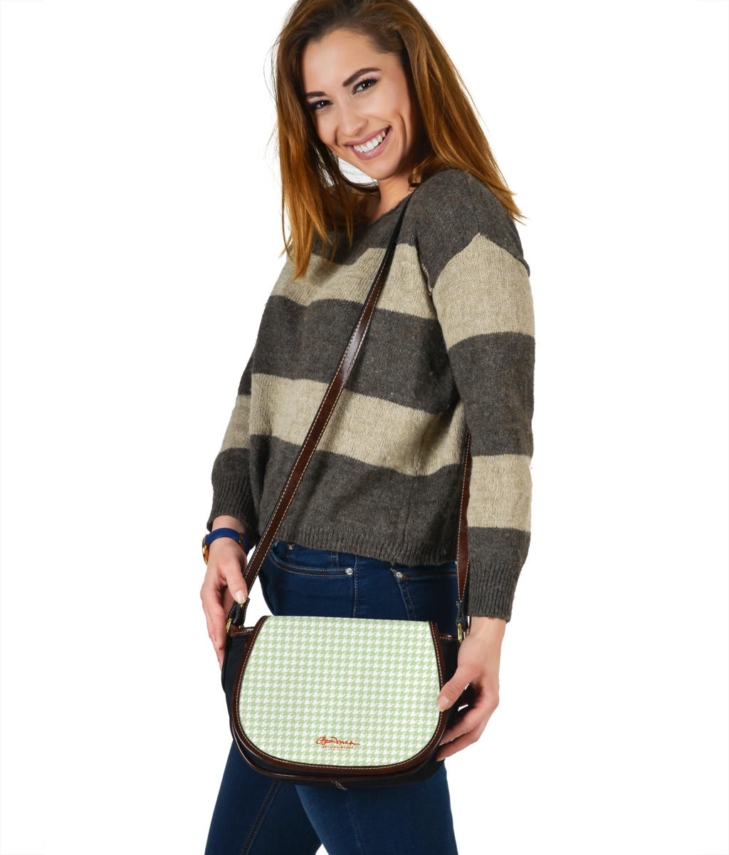 Butterfly Houndstooth Saddle Shoulder Bag