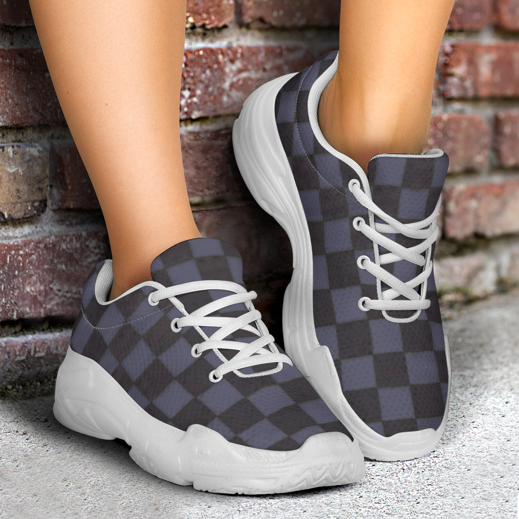 Slate Checkerboard Chunky Sneakers