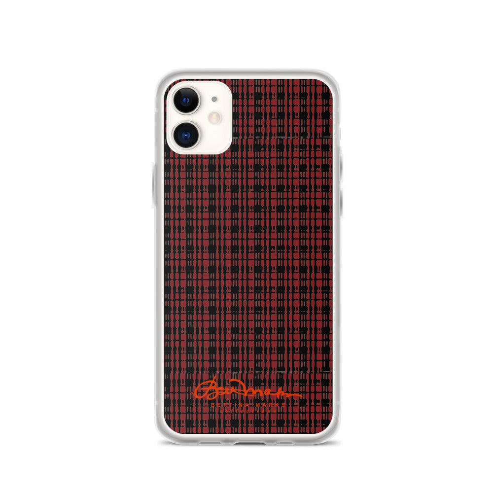 Black Red Tight Plaid iPhone Case