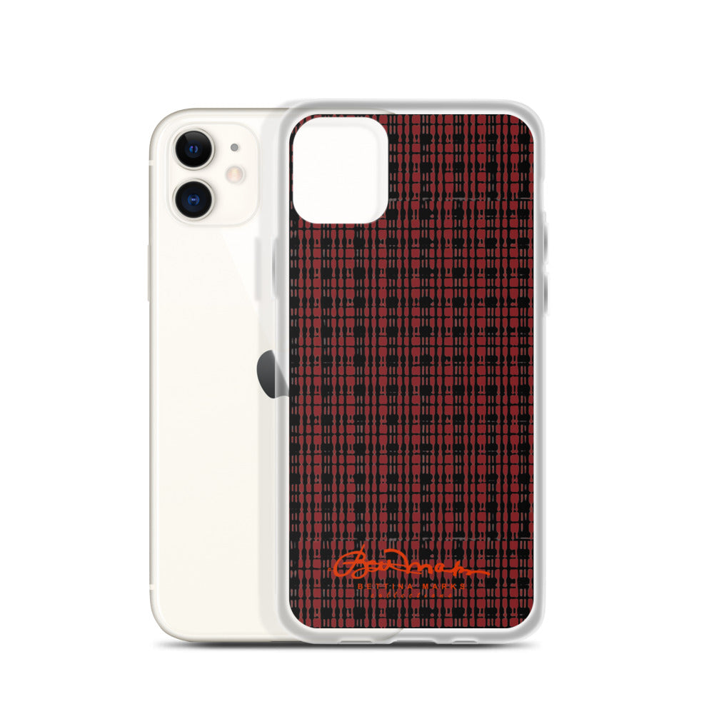 Black Red Tight Plaid iPhone Case