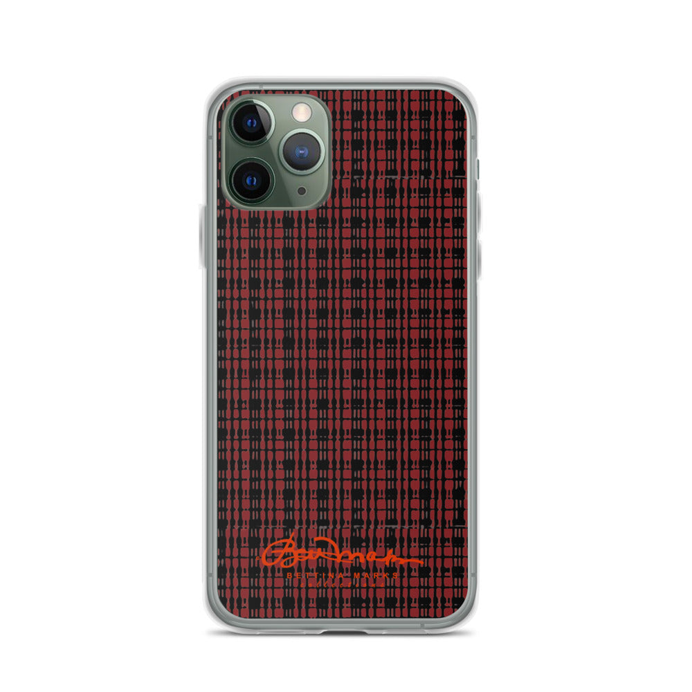 Black Red Tight Plaid iPhone Case