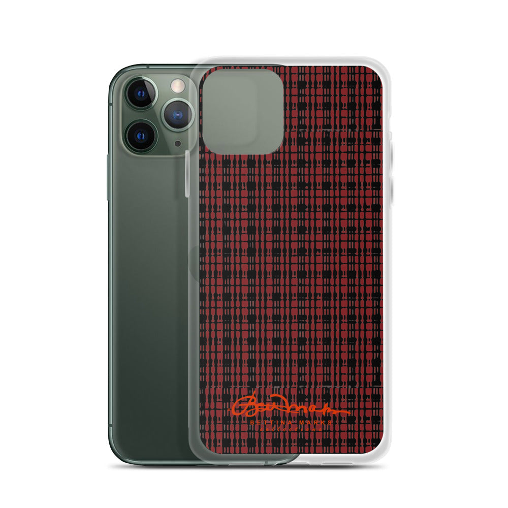 Black Red Tight Plaid iPhone Case